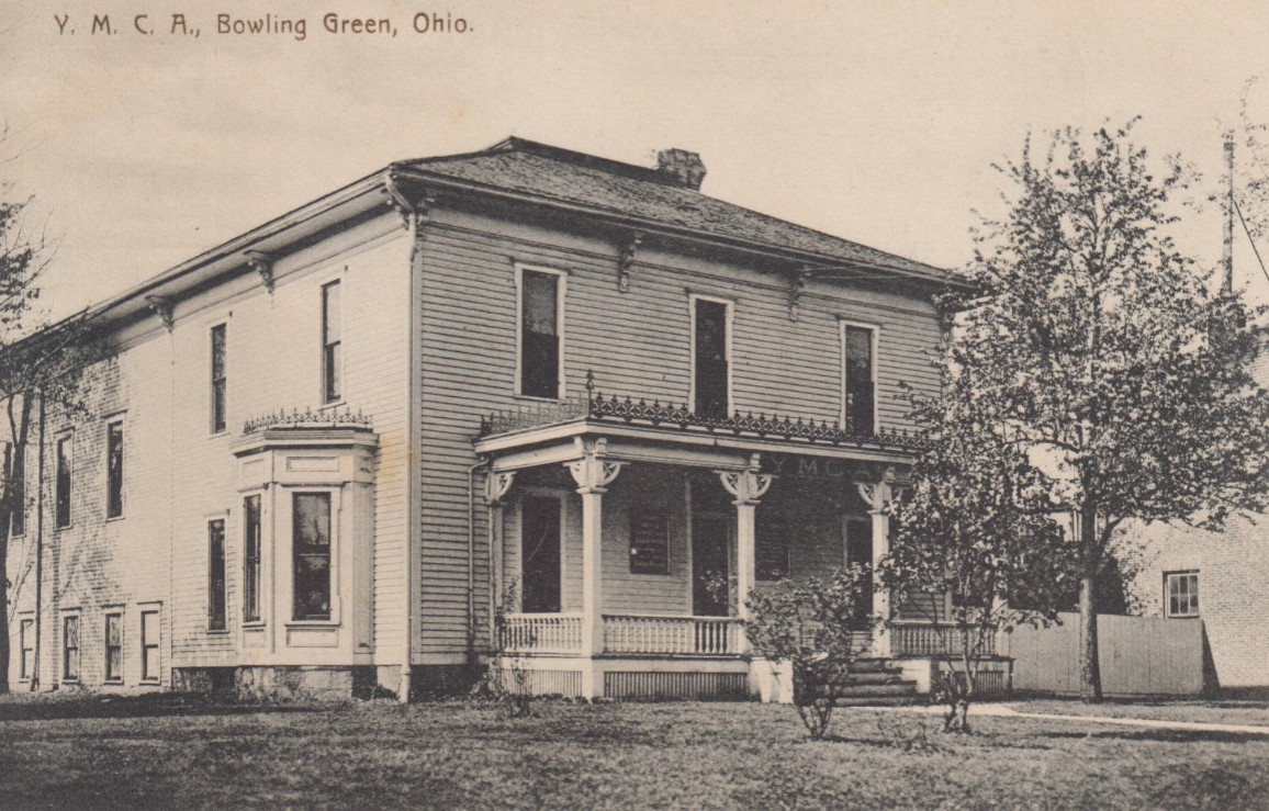 The Y.M.C.A. of Wood County in the late 1800s, a white building with a large porch.