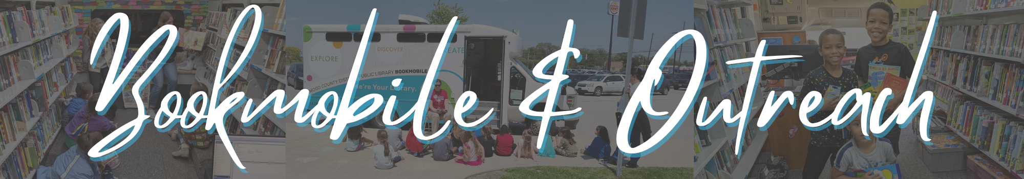 The WCDPL Bookmobile with families inside picking out books.