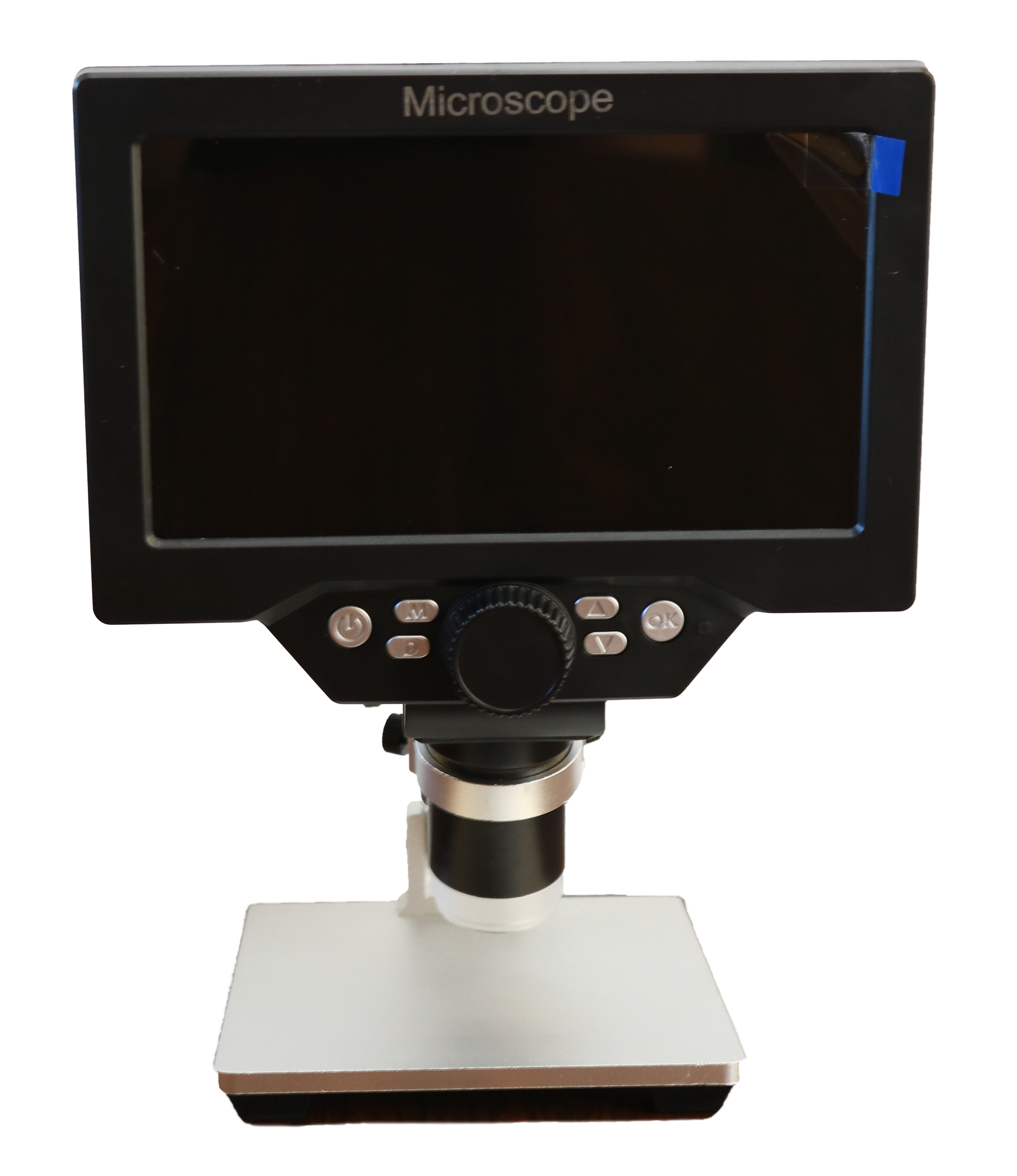 A standing digital microscope.