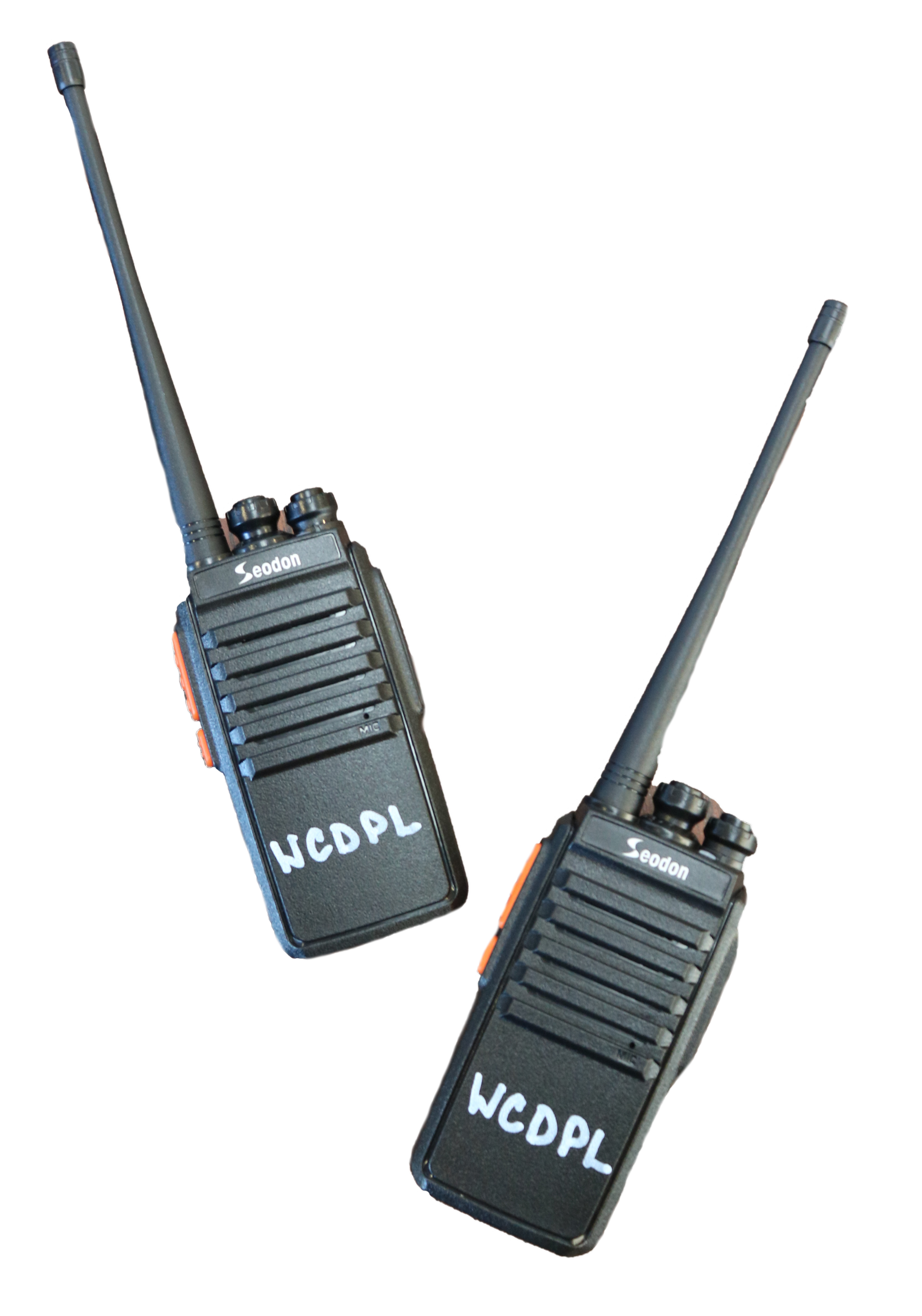 A set of two walkie-talkies.