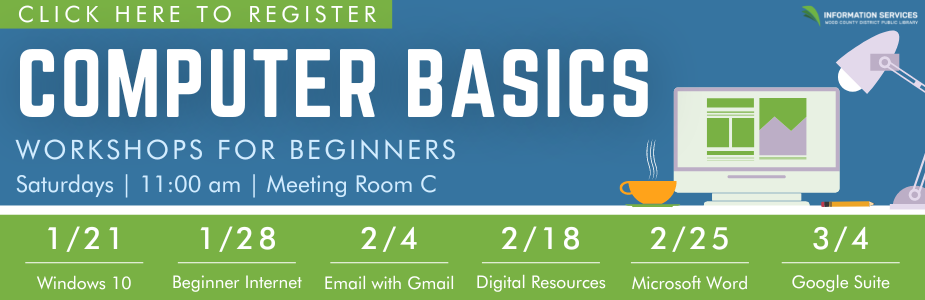Looking to learn more about your computer? Join us for these beginner workshops.