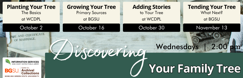 Discover your family history on Wednesday, October 2 at 2:00 pm.